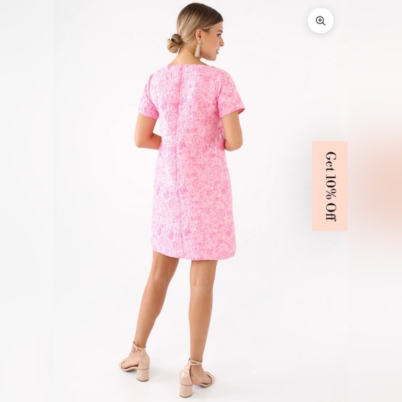 Abbey Glass Lulu Dress Pink Bubble Jacquard - Picture 2 of 6